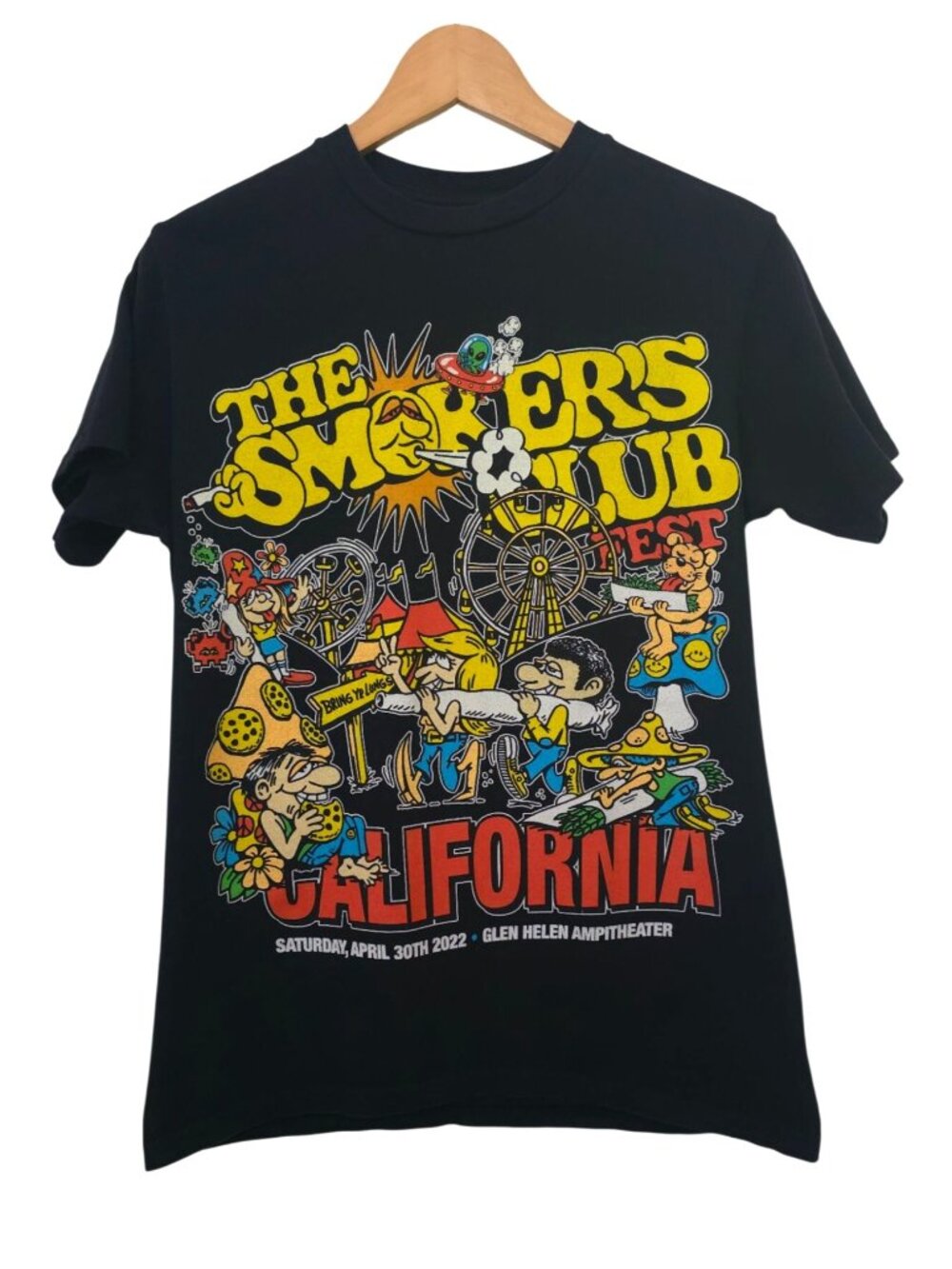 2022 The Smokers Club Fest California Black Graphic T-Shirt Sz S